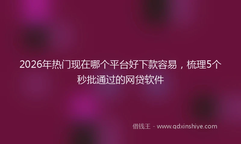 2026年热门现在哪个平台好下款容易,梳理5个秒批通过的网贷软件