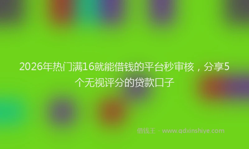 2026年热门满16就能借钱的平台秒审核，分享5个无视评分的贷款口子