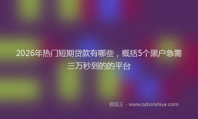 2026年热门短期贷款有哪些，概括5个黑户急需三万秒到的的平台