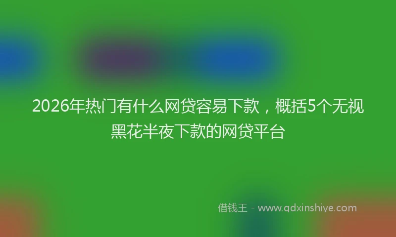 2026年热门有什么网贷容易下款，概括5个无视黑花半夜下款的网贷平台