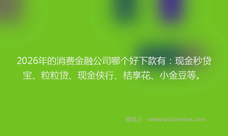 2026年的消费金融公司哪个好下款有：现金秒贷宝、粒粒贷、现金侠行、桔享花、小金豆等。