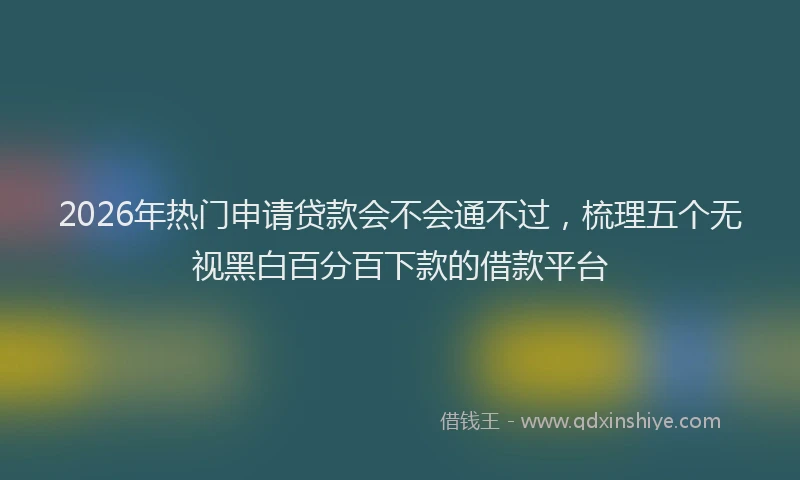 2026年热门申请贷款会不会通不过，梳理五个无视黑白百分百下款的借款平台