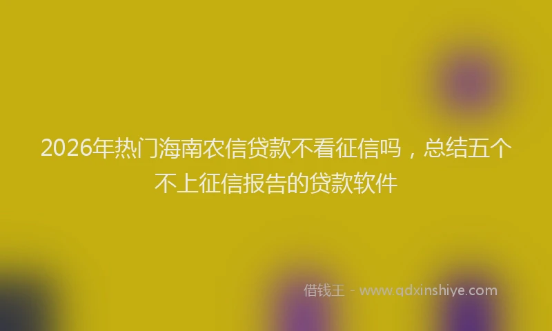 2026年热门海南农信贷款不看征信吗，总结五个不上征信报告的贷款软件