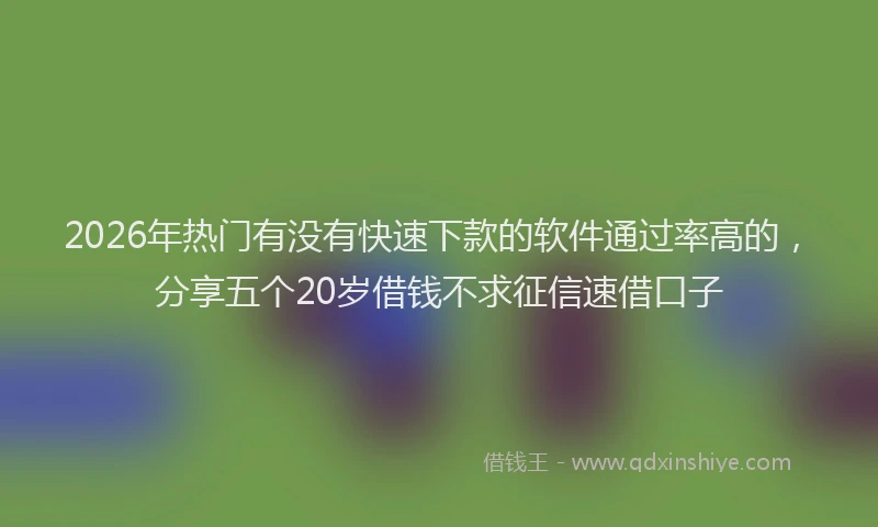 2026年热门有没有快速下款的软件通过率高的，分享五个20岁借钱不求征信速借口子