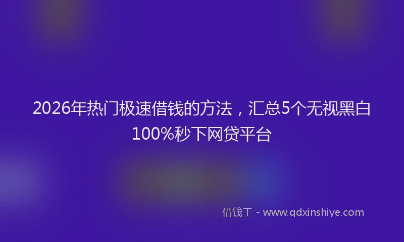 2026年热门极速借钱的方法，汇总5个无视黑白100%秒下网贷平台