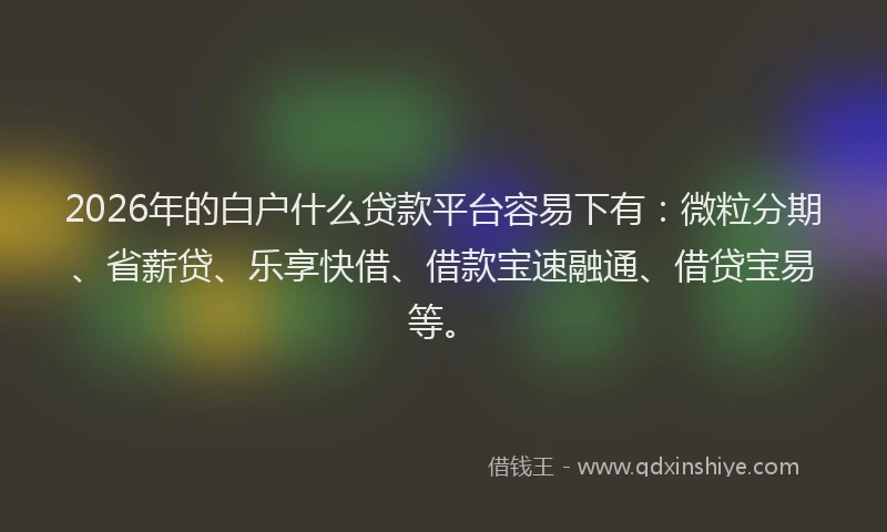 2026年的白户什么贷款平台容易下有：微粒分期、省薪贷、乐享快借、借款宝速融通、借贷宝易等。