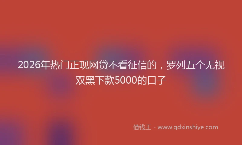 2026年热门正现网贷不看征信的，罗列五个无视双黑下款5000的口子