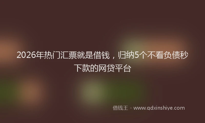 2026年热门汇票就是借钱，归纳5个不看负债秒下款的网贷平台