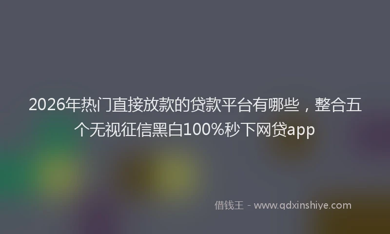 2026年热门直接放款的贷款平台有哪些，整合五个无视征信黑白100%秒下网贷app