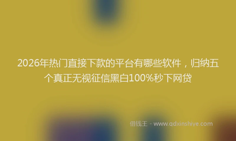 2026年热门直接下款的平台有哪些软件，归纳五个真正无视征信黑白100%秒下网贷