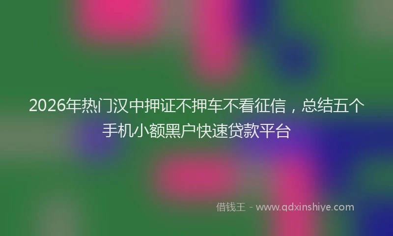 2026年热门汉中押证不押车不看征信，总结五个手机小额黑户快速贷款平台