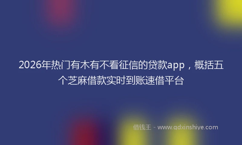 2026年热门有木有不看征信的贷款app，概括五个芝麻借款实时到账速借平台