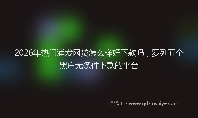 2026年热门浦发网贷怎么样好下款吗，罗列五个黑户无条件下款的平台