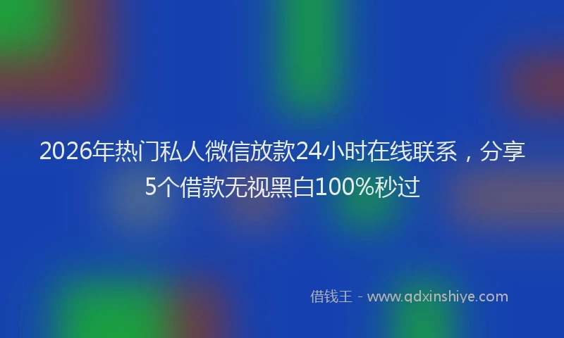 2026年热门私人微信放款24小时在线联系，分享5个借款无视黑白100%秒过