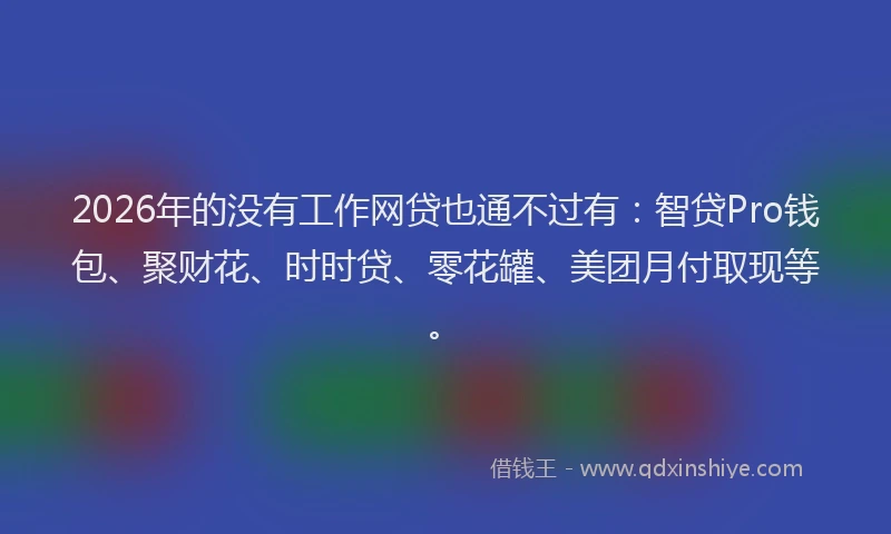 2026年的没有工作网贷也通不过有：智贷Pro钱包、聚财花、时时贷、零花罐、美团月付取现等。