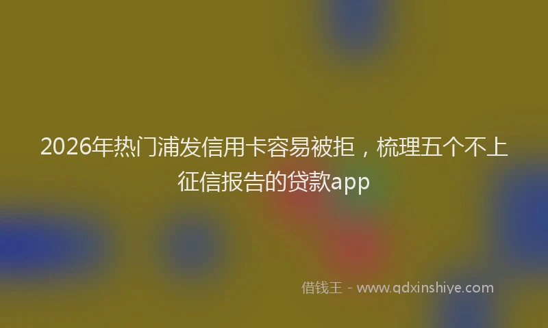 2026年热门浦发信用卡容易被拒，梳理五个不上征信报告的贷款app
