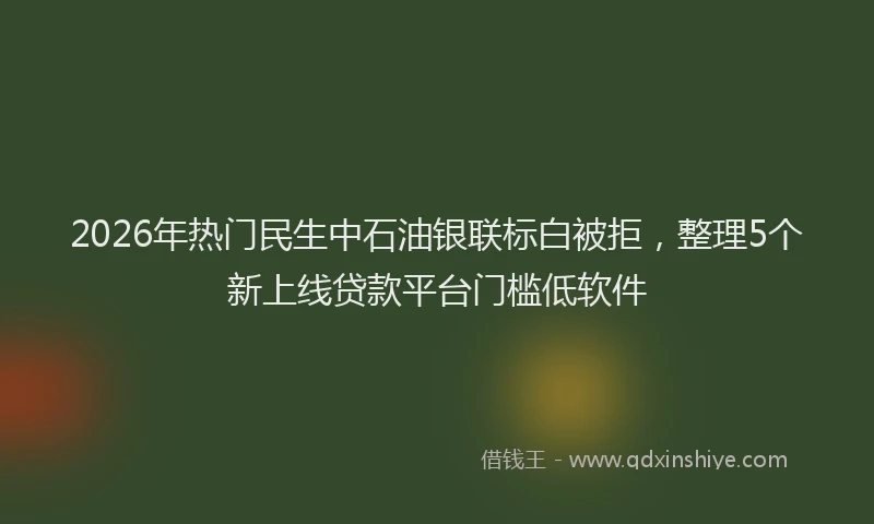 2026年热门民生中石油银联标白被拒，整理5个新上线贷款平台门槛低软件
