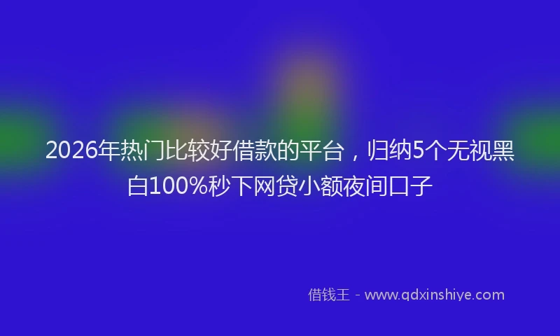 2026年热门比较好借款的平台，归纳5个无视黑白100%秒下网贷小额夜间口子