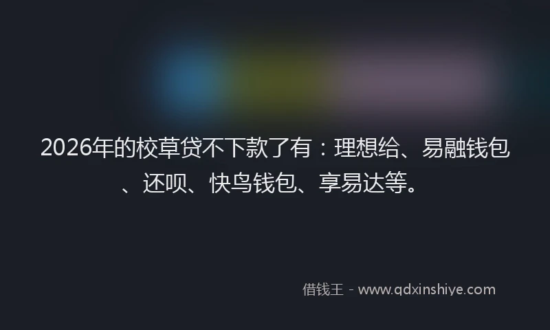 2026年的校草贷不下款了有:理想给、易融钱包、还呗、快鸟钱包、享易达等。