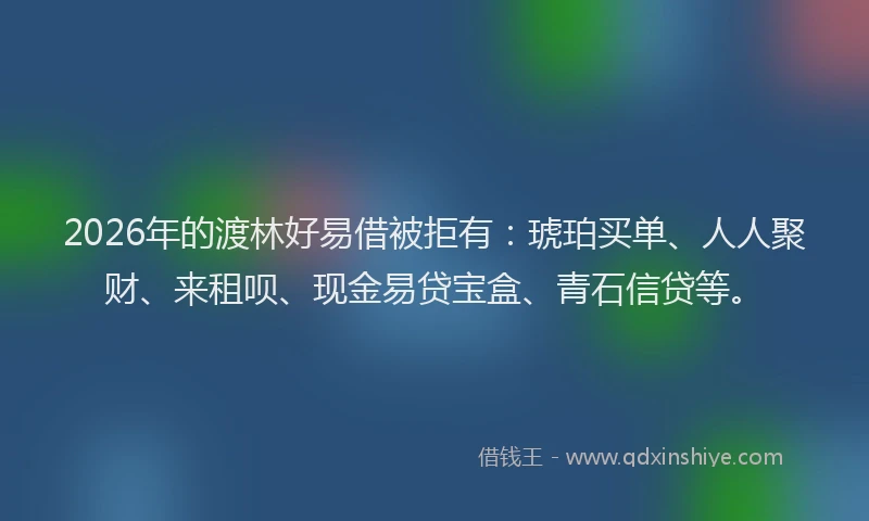 2026年的渡林好易借被拒有：琥珀买单、人人聚财、来租呗、现金易贷宝盒、青石信贷等。