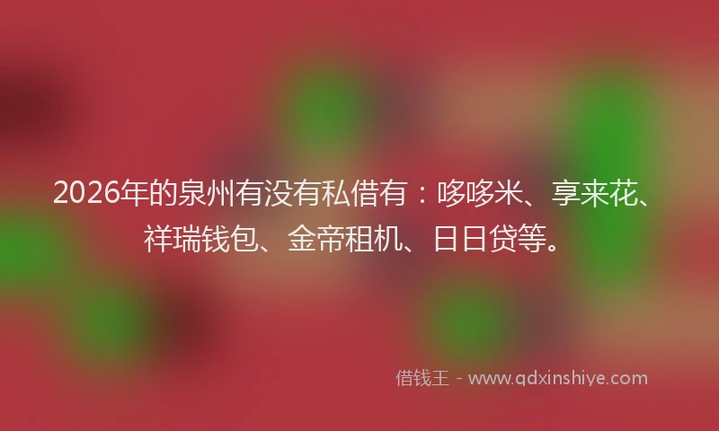 2026年的泉州有没有私借有：哆哆米、享来花、祥瑞钱包、金帝租机、日日贷等。