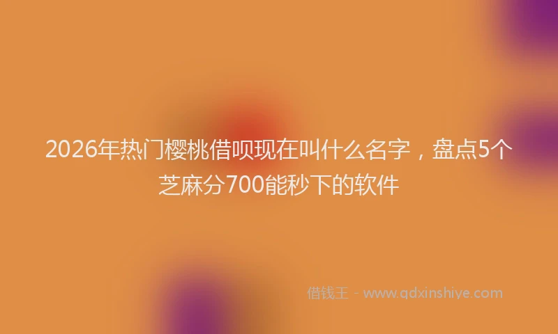 2026年热门樱桃借呗现在叫什么名字，盘点5个芝麻分700能秒下的软件