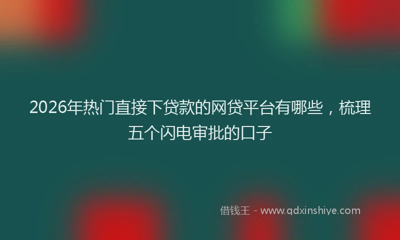 2026年热门直接下贷款的网贷平台有哪些，梳理五个闪电审批的口子