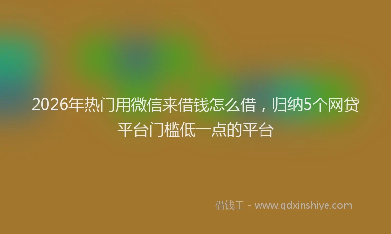 2026年热门用微信来借钱怎么借，归纳5个网贷平台门槛低一点的平台