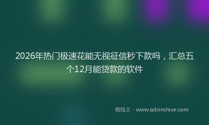 2026年热门极速花能无视征信秒下款吗，汇总五个12月能贷款的软件