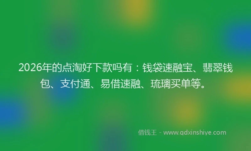 2026年的点淘好下款吗有：钱袋速融宝、翡翠钱包、支付通、易借速融、琉璃买单等。