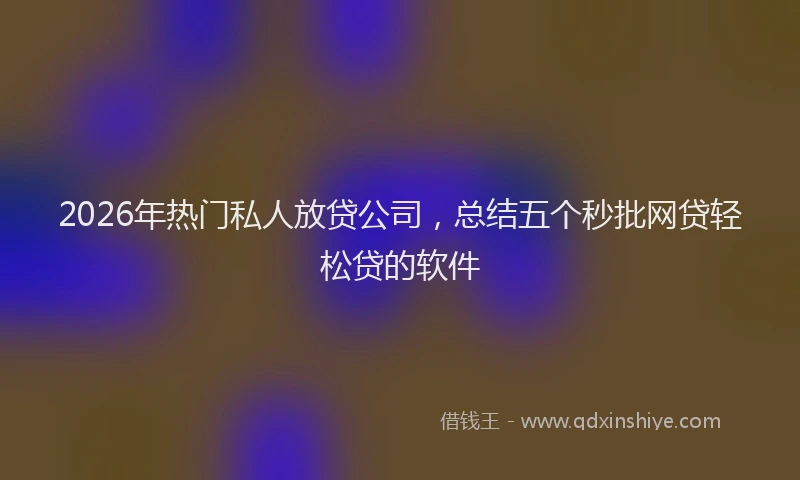 2026年热门私人放贷公司，总结五个秒批网贷轻松贷的软件