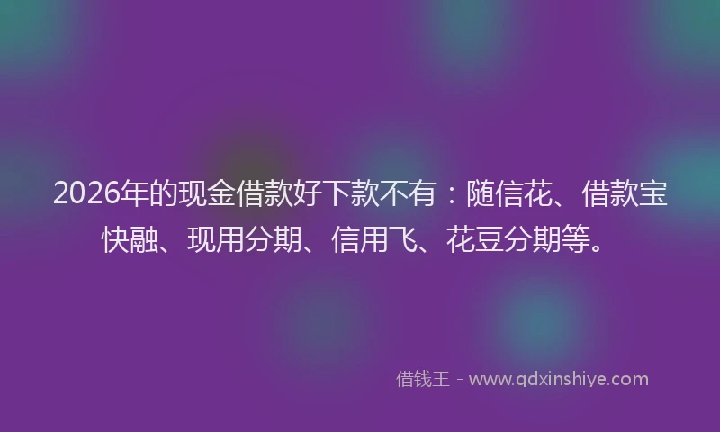 2026年的现金借款好下款不有：随信花、借款宝快融、现用分期、信用飞、花豆分期等。