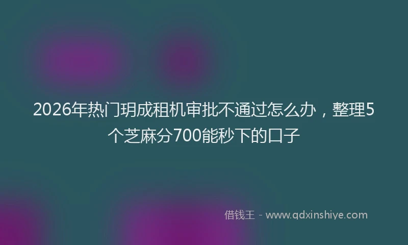 2026年热门玥成租机审批不通过怎么办，整理5个芝麻分700能秒下的口子