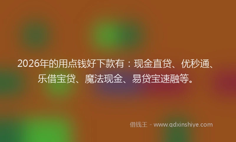 2026年的用点钱好下款有：现金直贷、优秒通、乐借宝贷、魔法现金、易贷宝速融等。