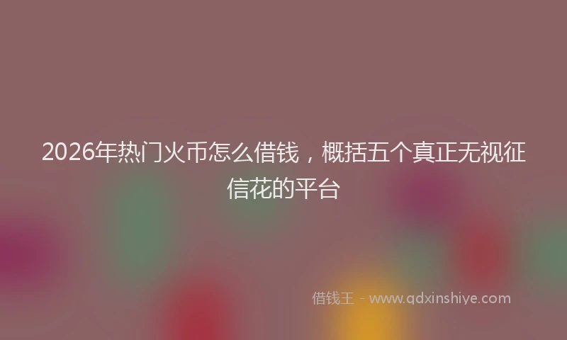 2026年热门火币怎么借钱，概括五个真正无视征信花的平台