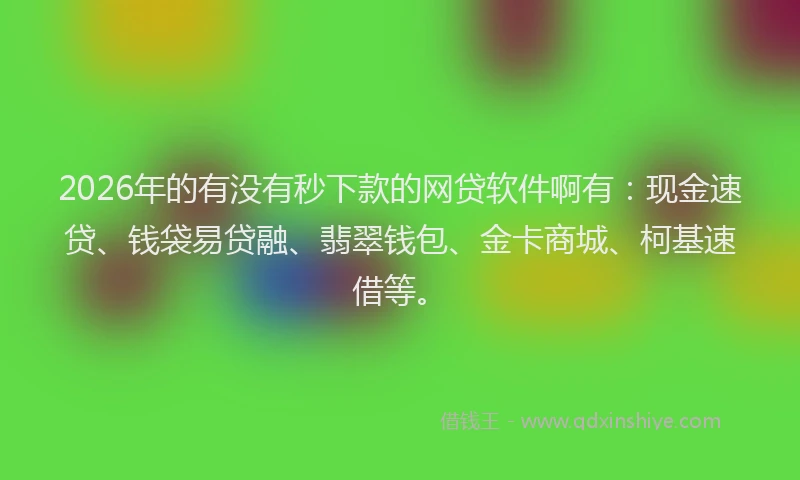 2026年的有没有秒下款的网贷软件啊有：现金速贷、钱袋易贷融、翡翠钱包、金卡商城、柯基速借等。