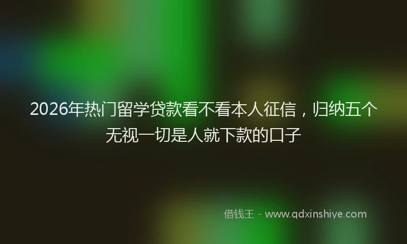 2026年热门留学贷款看不看本人征信，归纳五个无视一切是人就下款的口子