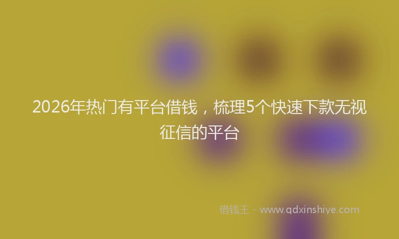 2026年热门有平台借钱，梳理5个快速下款无视征信的平台