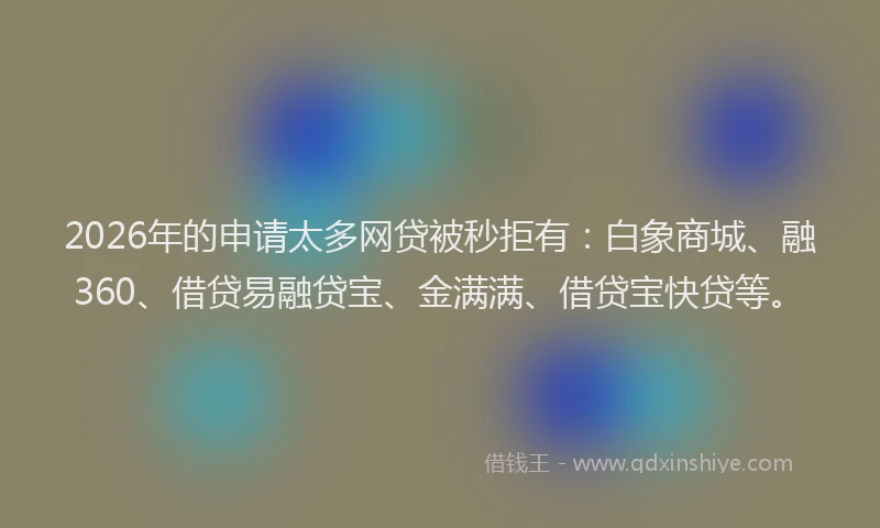 2026年的申请太多网贷被秒拒有：白象商城、融360、借贷易融贷宝、金满满、借贷宝快贷等。