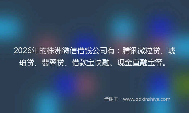2026年的株洲微信借钱公司有：腾讯微粒贷、琥珀贷、翡翠贷、借款宝快融、现金直融宝等。