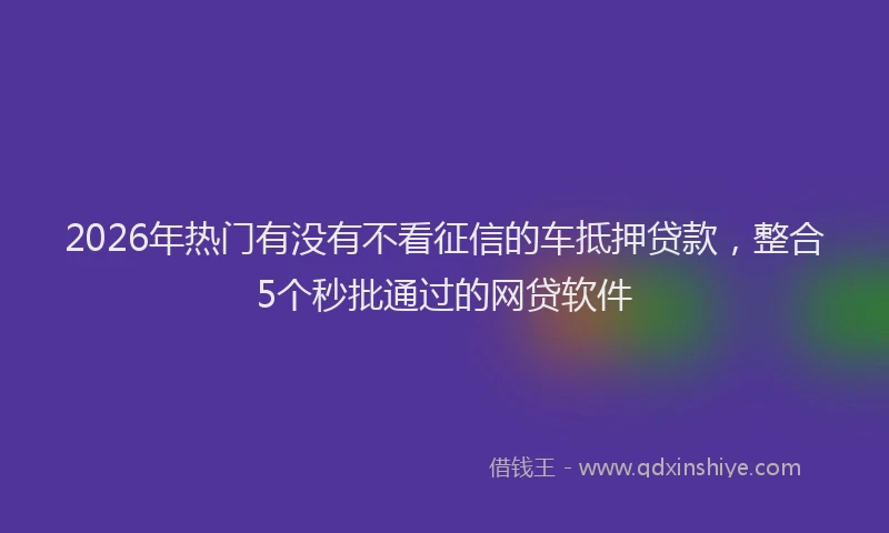 2026年热门有没有不看征信的车抵押贷款,整合5个秒批通过的网贷软件