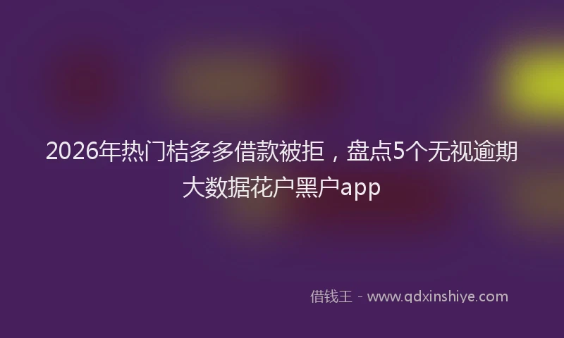 2026年热门桔多多借款被拒，盘点5个无视逾期大数据花户黑户app