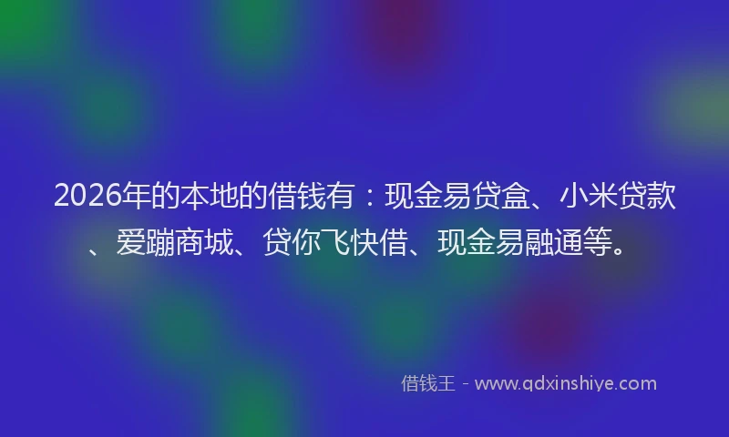 2026年的本地的借钱有：现金易贷盒、小米贷款、爱蹦商城、贷你飞快借、现金易融通等。