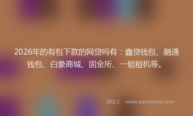 2026年的有包下款的网贷吗有：鑫贷钱包、融通钱包、白象商城、固金所、一姐租机等。