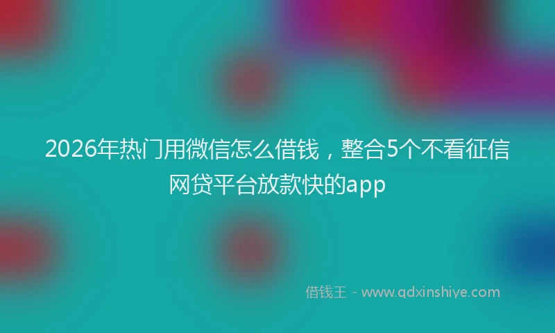 2026年热门用微信怎么借钱，整合5个不看征信网贷平台放款快的app