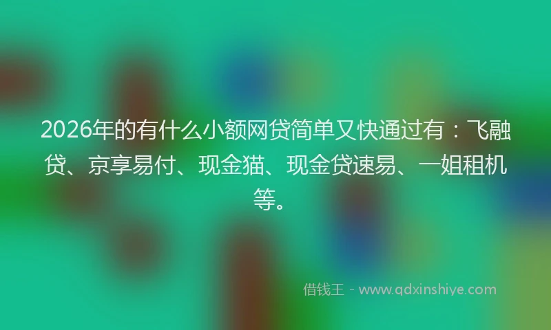 2026年的有什么小额网贷简单又快通过有：飞融贷、京享易付、现金猫、现金贷速易、一姐租机等。