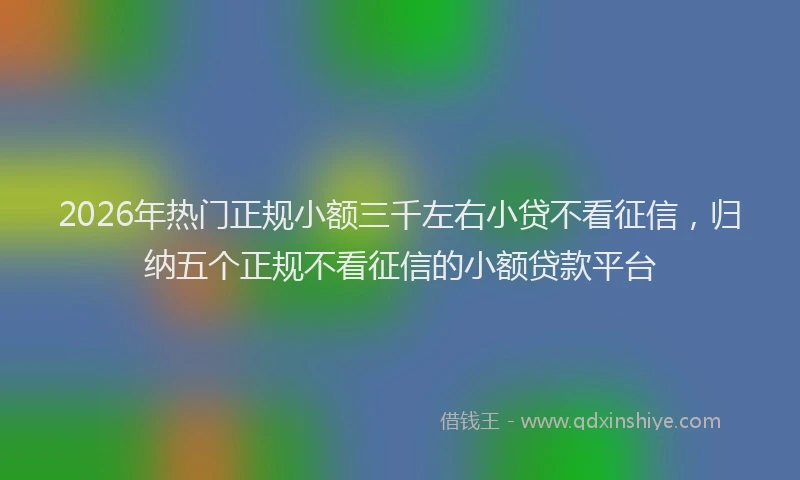 2026年热门正规小额三千左右小贷不看征信，归纳五个正规不看征信的小额贷款平台