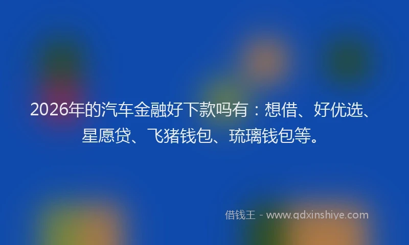 2026年的汽车金融好下款吗有:想借、好优选、星愿贷、飞猪钱包、琉璃钱包等。