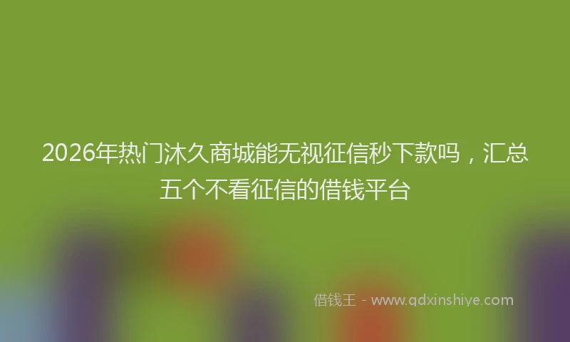 2026年热门沐久商城能无视征信秒下款吗，汇总五个不看征信的借钱平台