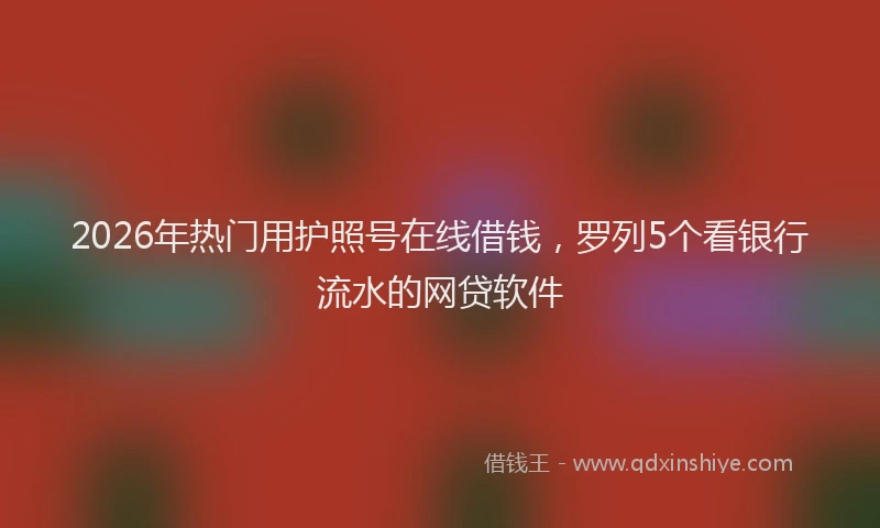 2026年热门用护照号在线借钱，罗列5个看银行流水的网贷软件